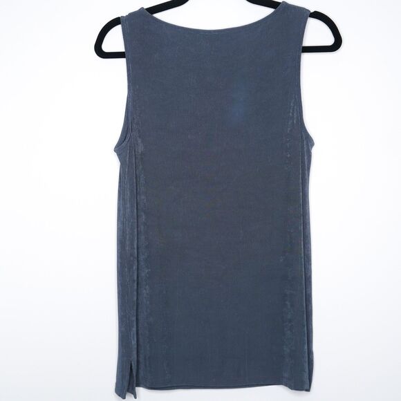 Chico's Womens Tank Top‎ Size 1 Medium Blue Textured Office Staple Minimalist - Picture 2 of 7
